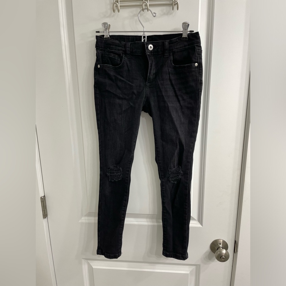 Girls art class distressed black skinny jeans size 10